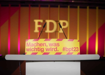 FDP-Logo auf dem Parteitag im April 2023 (Archiv), über dts