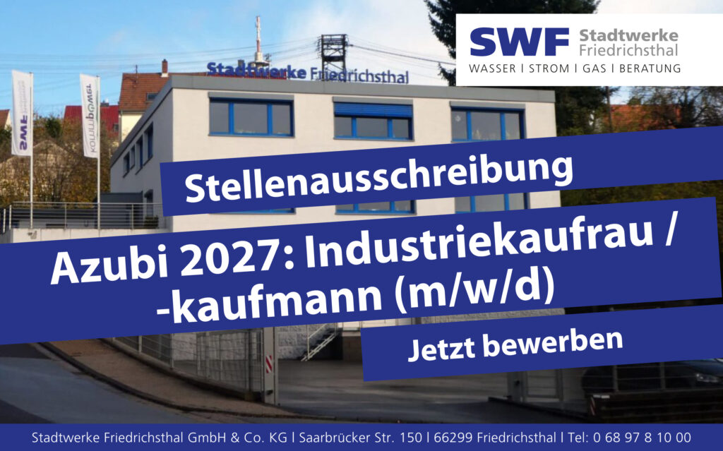 Aktuelle Stellenanzeige der Stadtwerke Friedrichsthal