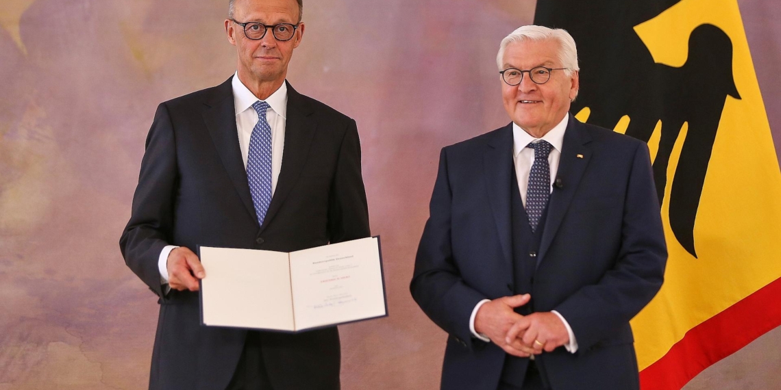 Friedrich Merz und Frank-Walter Steinmeier am 06.05.2025