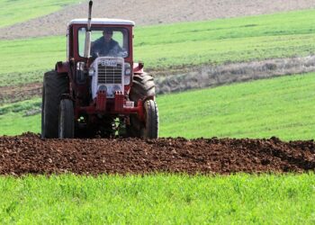 Bauer mit Traktor (Archiv)