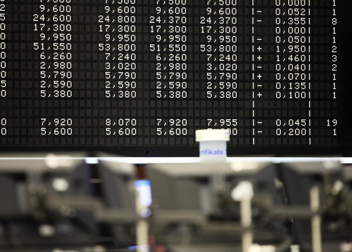 Anzeigetafel in der Frankfurter Börse