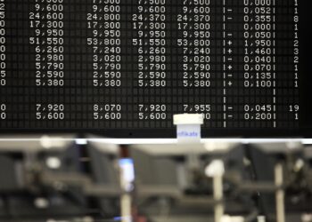 Anzeigetafel in der Frankfurter Börse