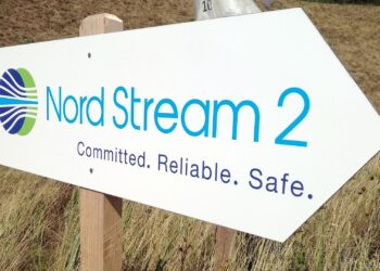 Hinweisschild Nord Stream 2 (Archiv)
