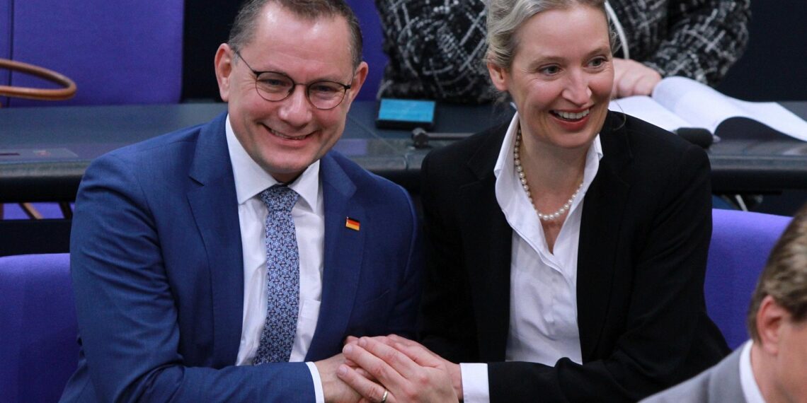 AfD erreicht in Forsa-Umfrage neuen Rekordwert 1 Tino Chrupalla und Alice Weidel (Archiv)