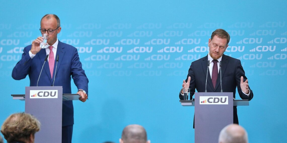 Friedrich Merz und Michael Kretschmer (Archiv)