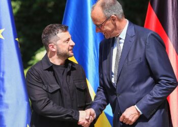 Wolodymyr Selenskyj und Friedrich Merz am 13.08.2025