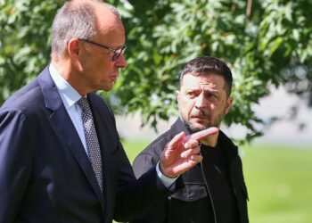 Friedrich Merz und Wolodymyr Selenskyj am 13.08.2025