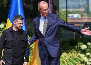 Wolodymyr Selenskyj und Friedrich Merz am 13.08.2025