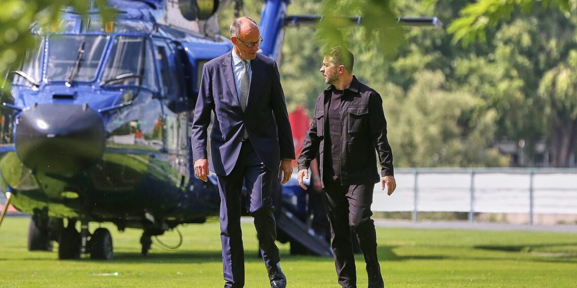 Friedrich Merz und Wolodymyr Selenskyj am 13.08.2025