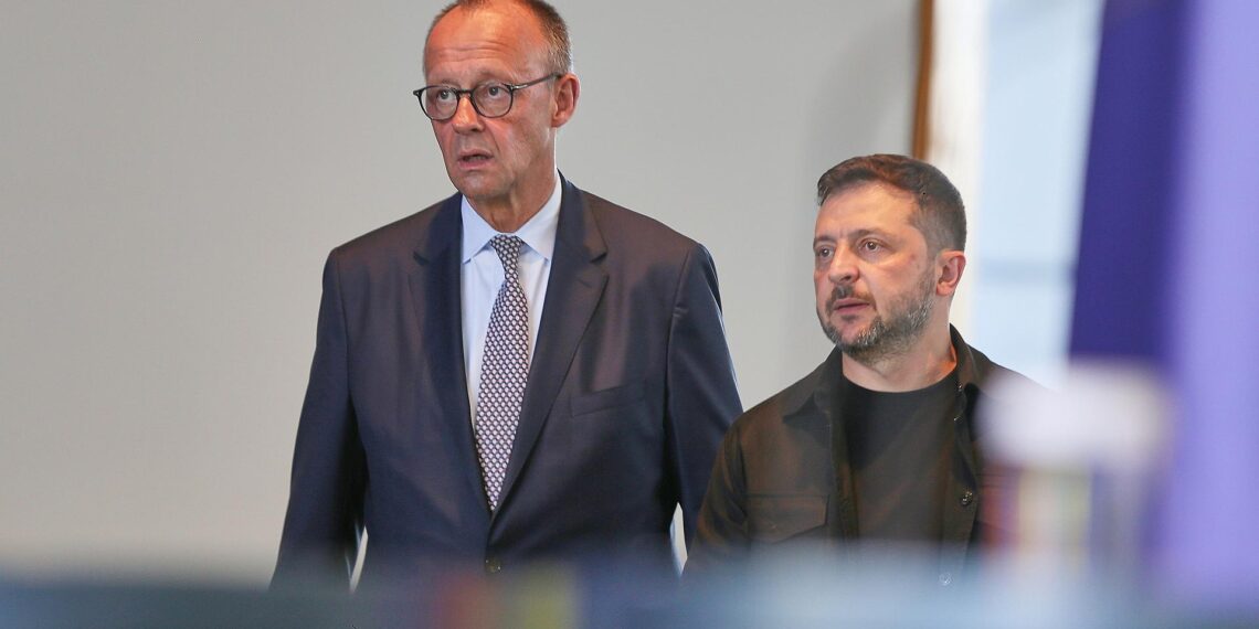 Friedrich Merz und Wolodymyr Selenskyj am 13.08.2025