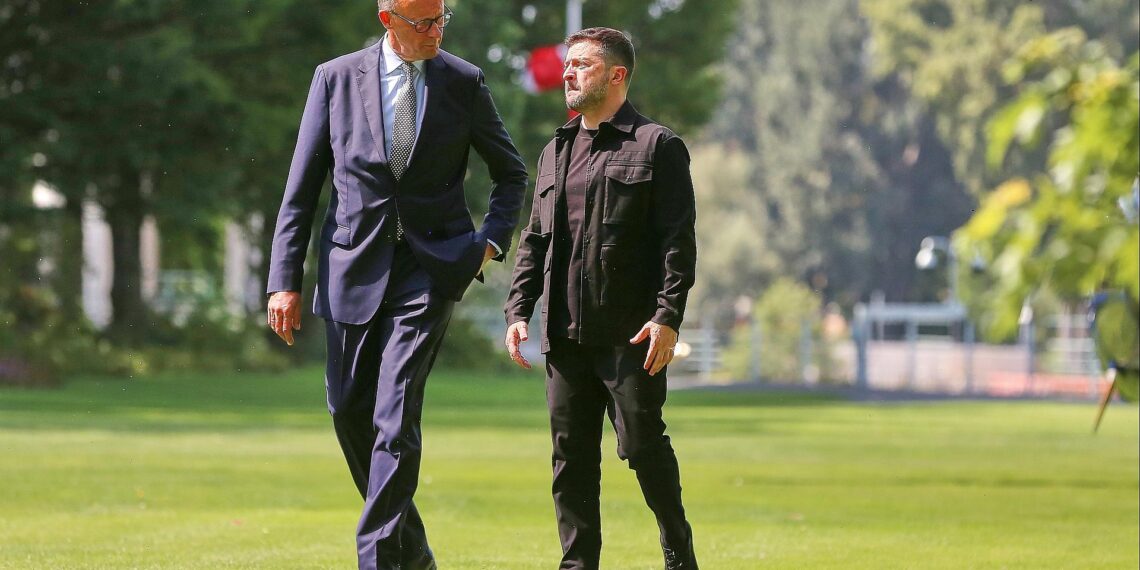 Friedrich Merz und Wolodymyr Selenskyj am 13.08.2025