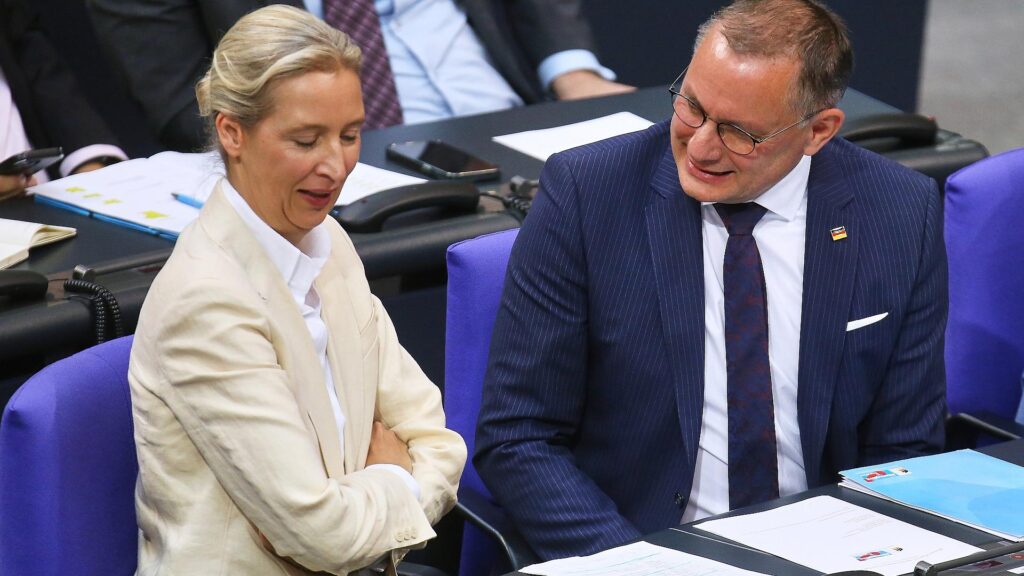AfD bei YouGov-Umfrage erstmals vor der Union 10 Alice Weidel und Tino Chrupalla (Archiv)
