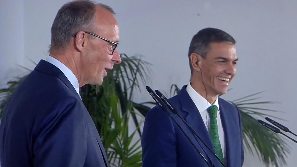 Friedrich Merz und Pedro Sánchez am 18.09.2025