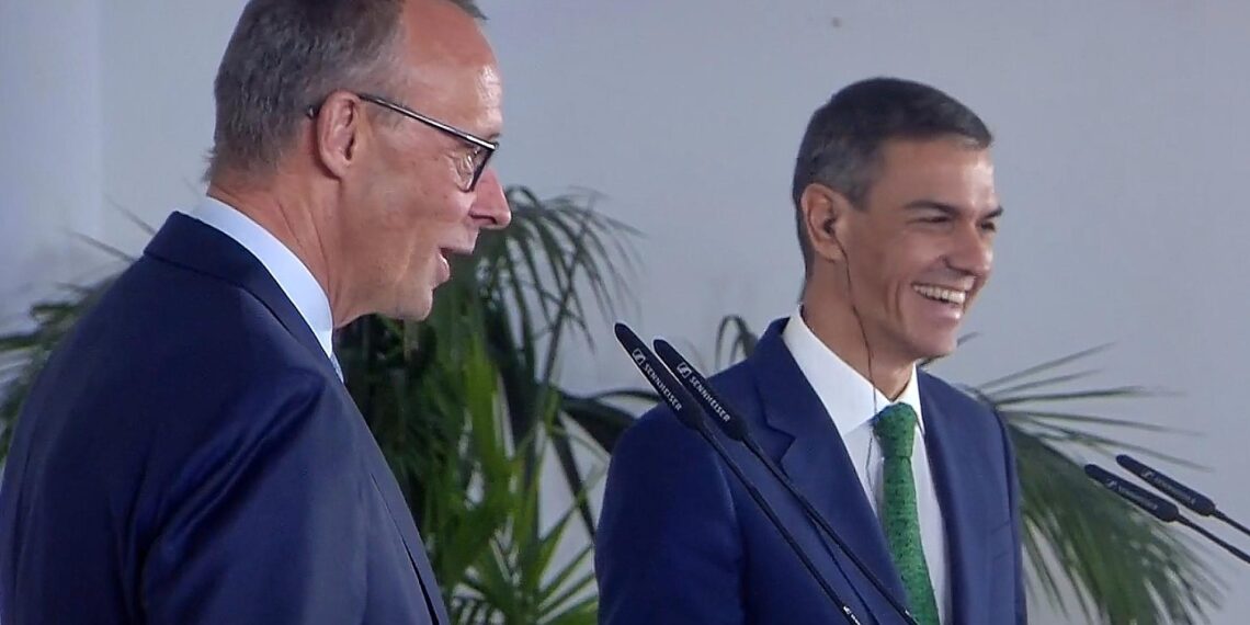 Friedrich Merz und Pedro Sánchez am 18.09.2025