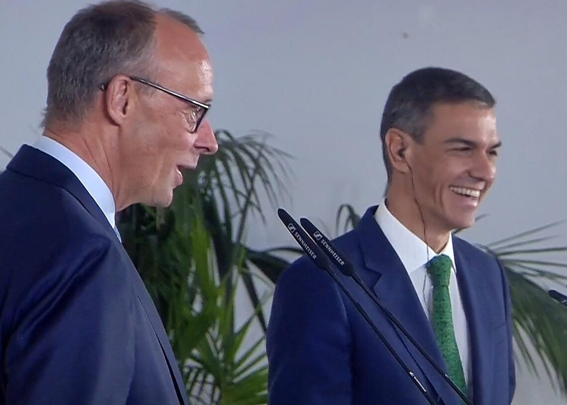 Friedrich Merz und Pedro Sánchez am 18.09.2025