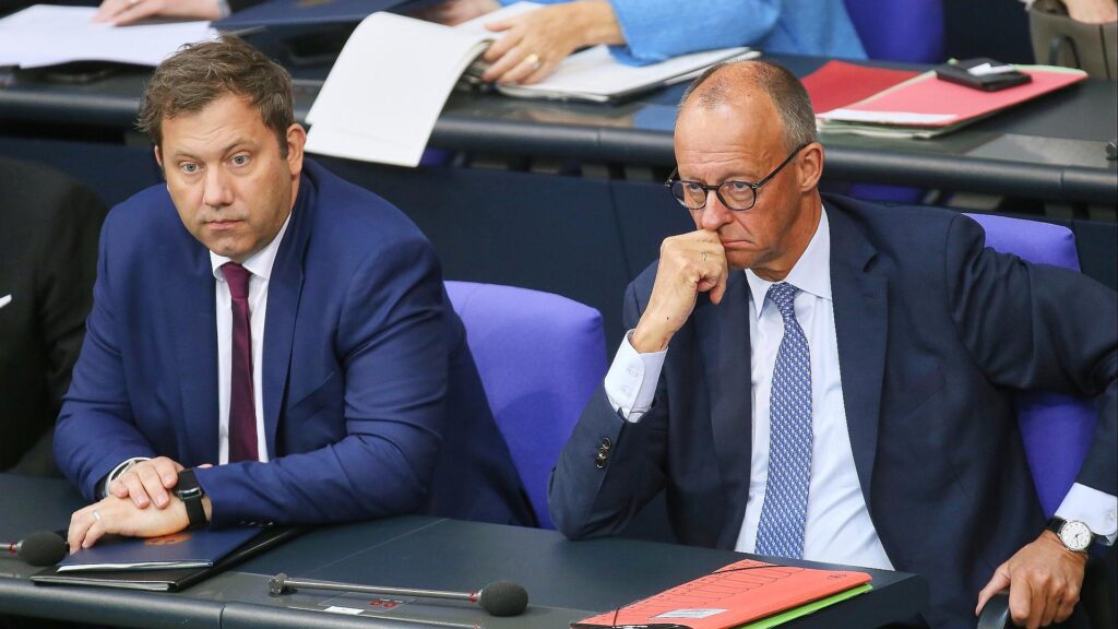 Lars Klingbeil und Friedrich Merz am 23.09.2025