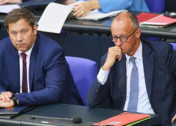 Lars Klingbeil und Friedrich Merz am 23.09.2025