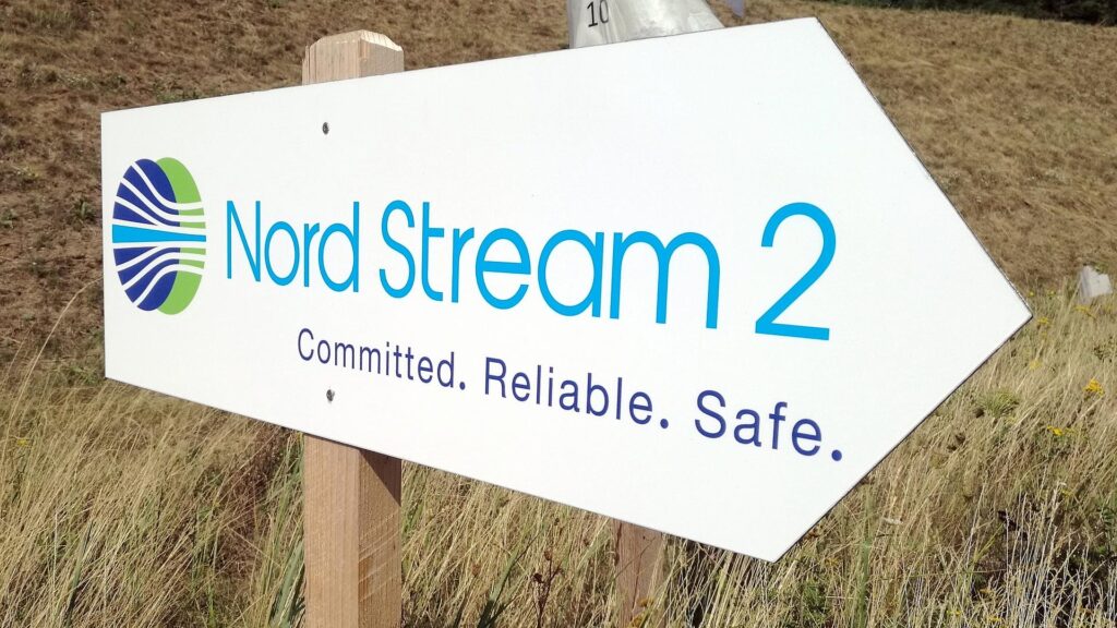 Hinweisschild Nord Stream 2 (Archiv)