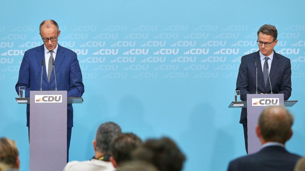 Friedrich Merz und Carsten Linnemann am 20.10.2025