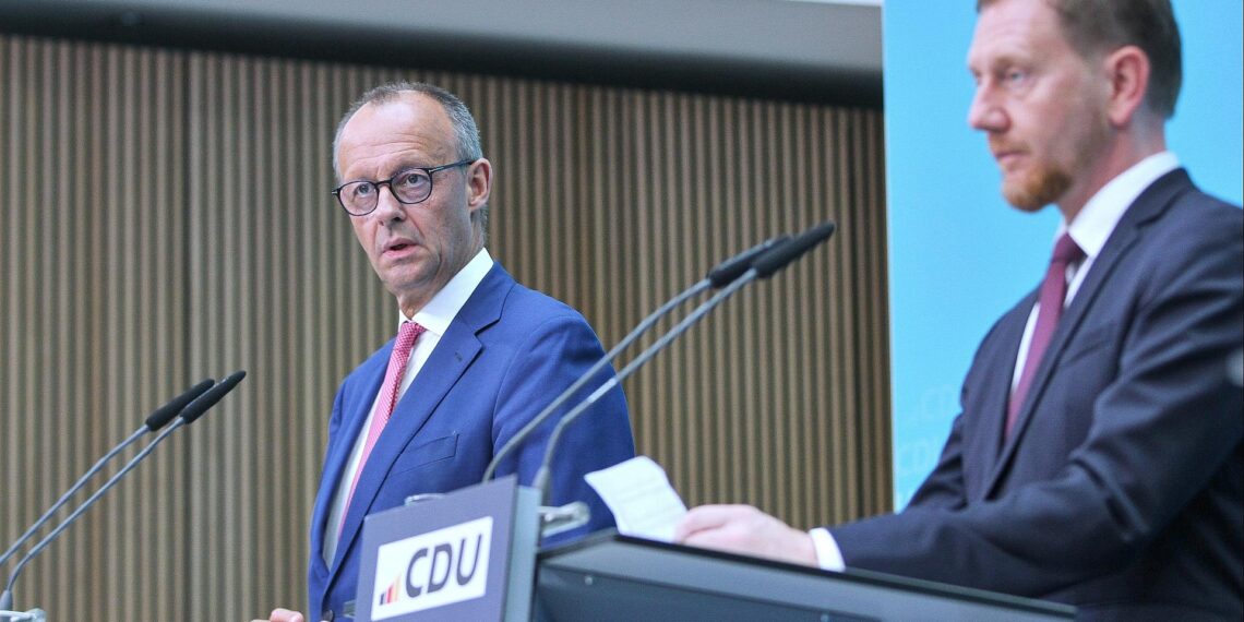 SPD fordert von Merz klare Worte zu Kretschmers Russland-Aussagen 1 Friedrich Merz und Michael Kretschmer (Archiv)