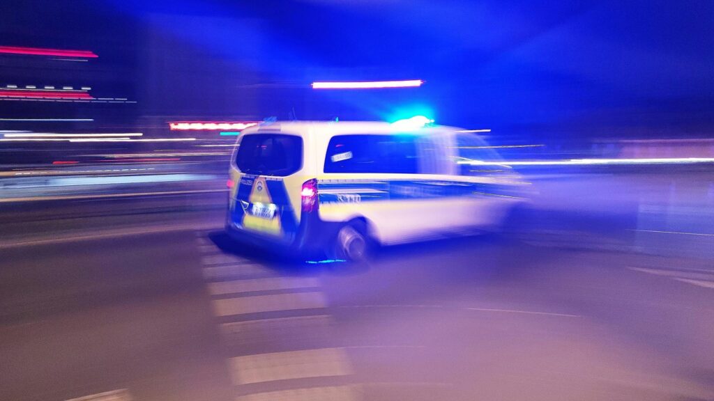 Polizeiauto mit Blaulicht bei Nacht (Archiv)