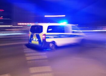 Polizeiauto mit Blaulicht bei Nacht (Archiv)