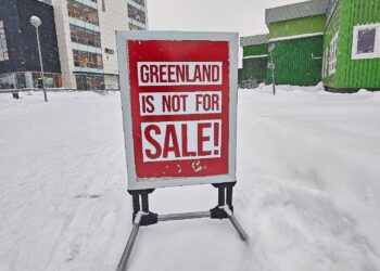 Schild mit der Aufschrift `Greenland is not for sale` am 19.01.2026