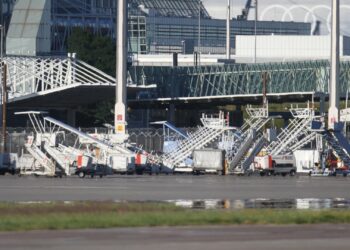 Fluggasttreppen am Flughafen München