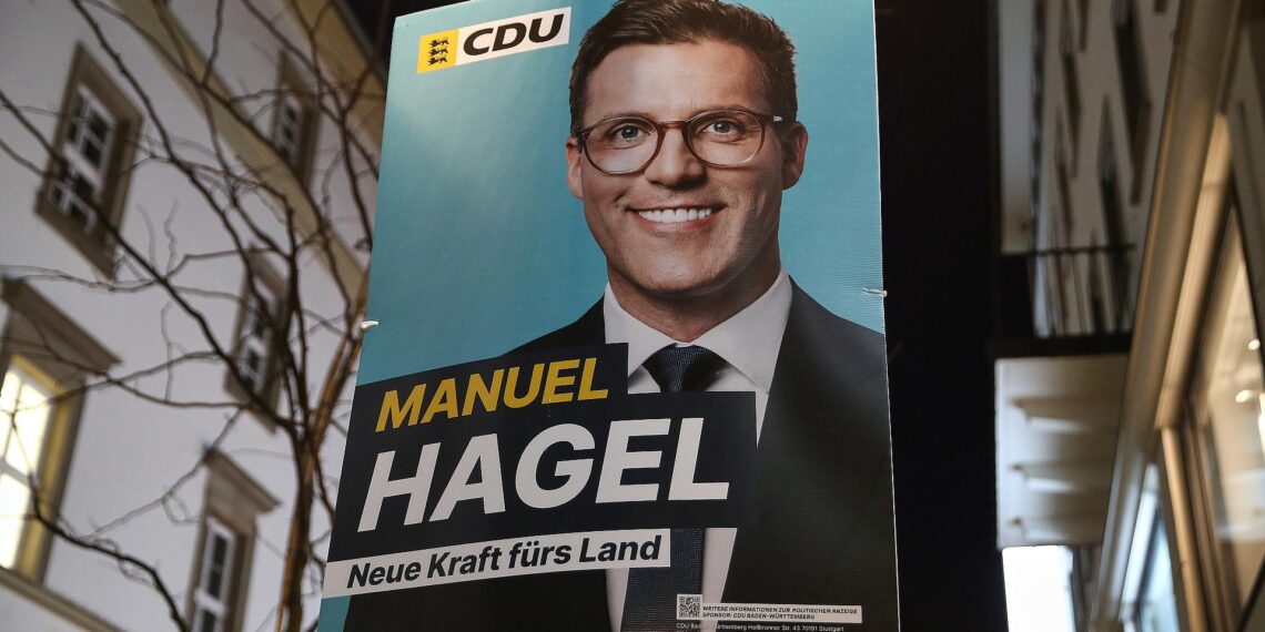 CDU-Plakat zur Landtagswahl in Baden-Württemberg mit Manuel Hagel (Archiv)