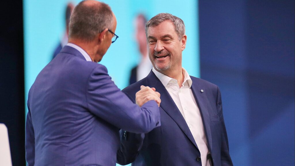 Friedrich Merz und Markus Söder am 21.02.2026