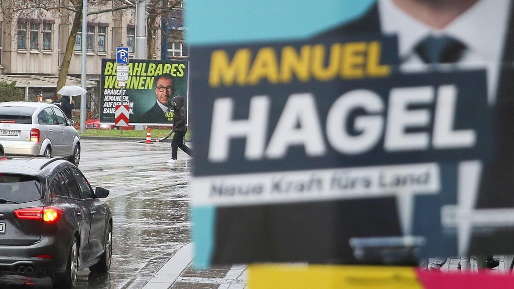 Wahlplakate zur Landtagswahl in Baden-Württemberg am 21.02.2026