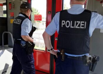Zwei Polizisten im Zug (Archiv)