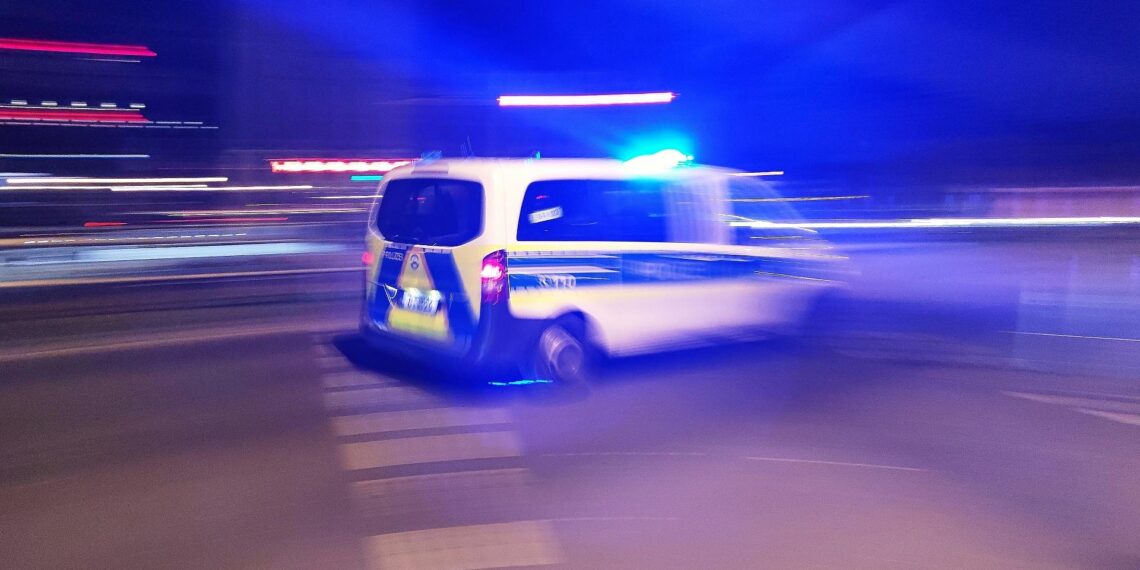 Polizeiauto mit Blaulicht bei Nacht (Archiv)