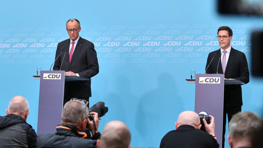 Friedrich Merz und Manuel Hagel am 09.03.2026