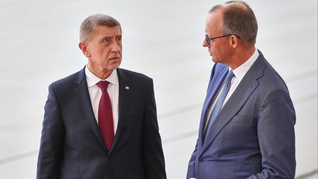 Andrej Babis und Friedrich Merz am 10.03.2026