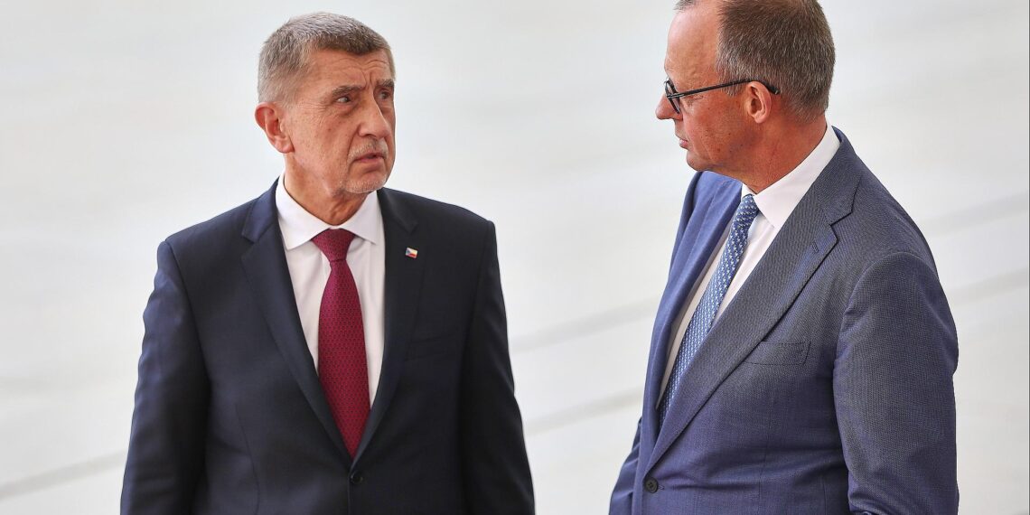 Andrej Babis und Friedrich Merz am 10.03.2026