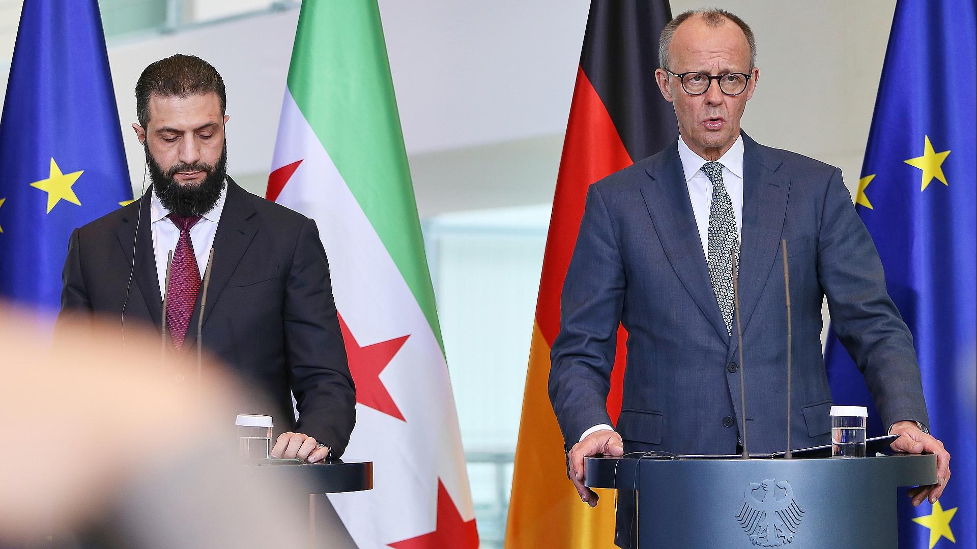 Ahmed al-Scharaa und Friedrich Merz am 30.03.2026