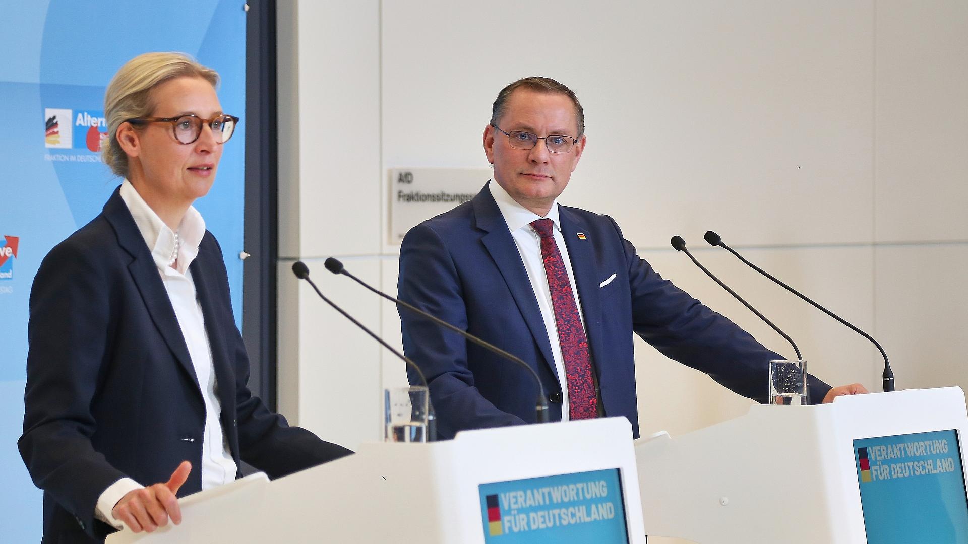 Forsa: AfD zieht mit Union gleich 1 Alice Weidel und Tino Chrupalla (Archiv)