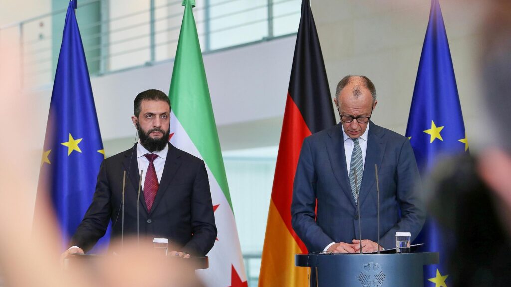 Dröge kritisiert Syrien-Aussagen der Bundesregierung scharf 6 Ahmed al-Scharaa und Friedrich Merz am 30.03.2026