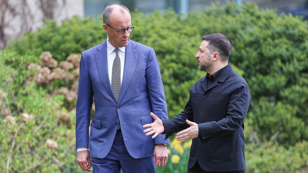 Friedrich Merz und Wolodymyr Selenskyj am 14.04.2026