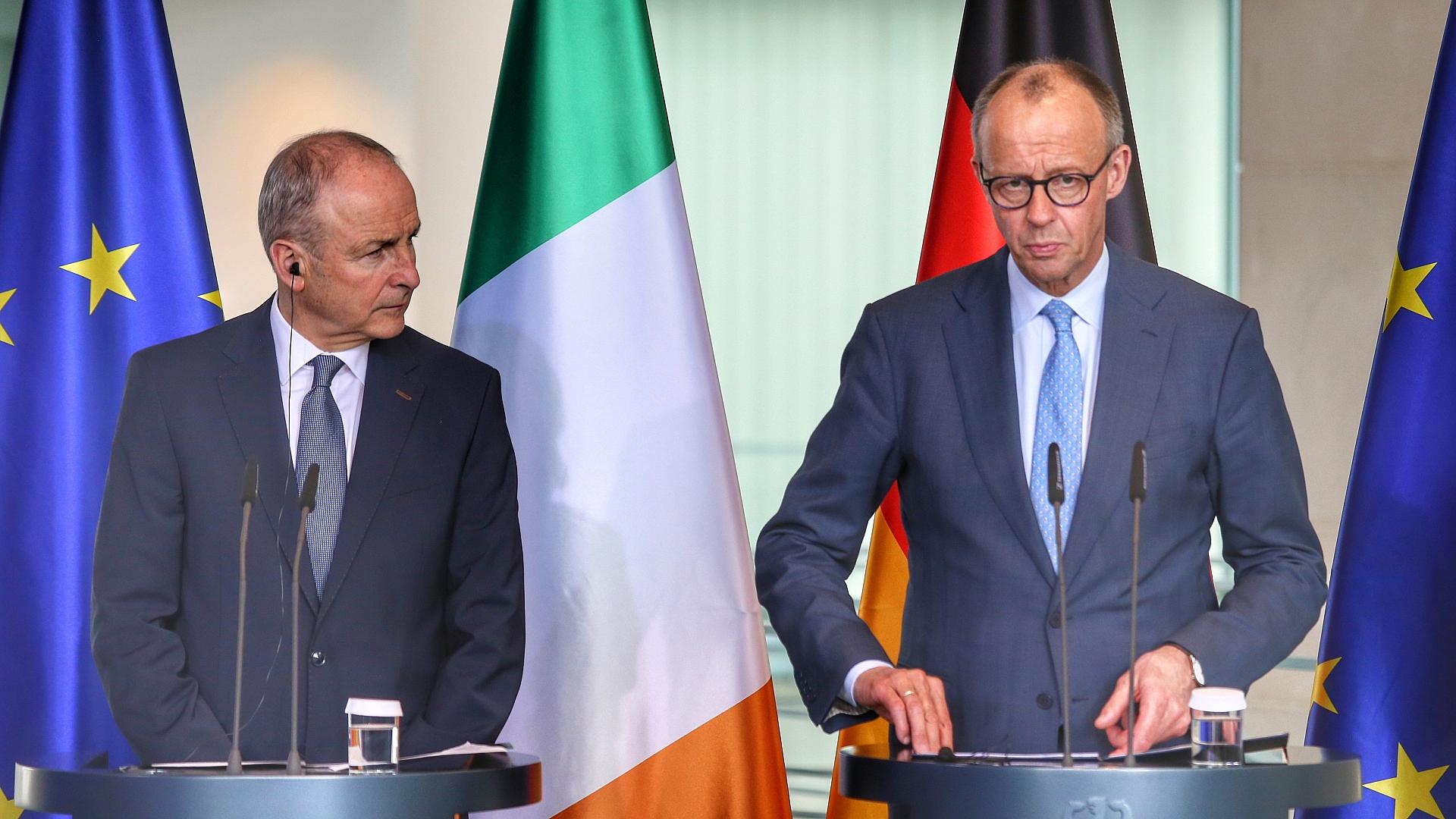 Micheál Martin und Friedrich Merz am 16.04.2026