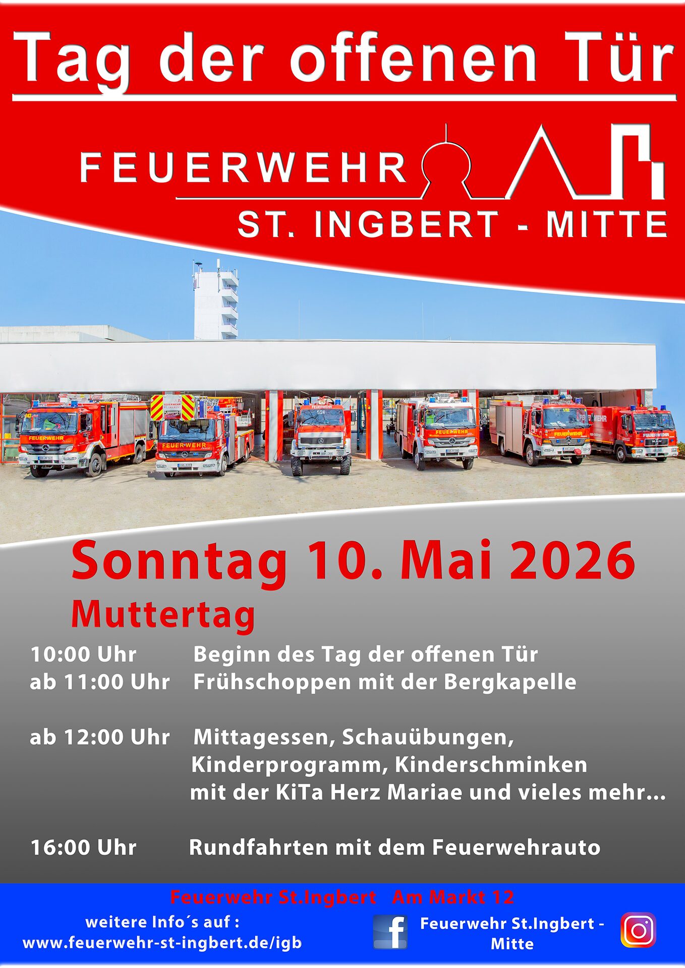 Aktuelles aus St. Ingbert | Bild: Stadt St. Ingbert Am Muttertag öffnet die Feuerwehr St. Ingbert die Tore für Besucher