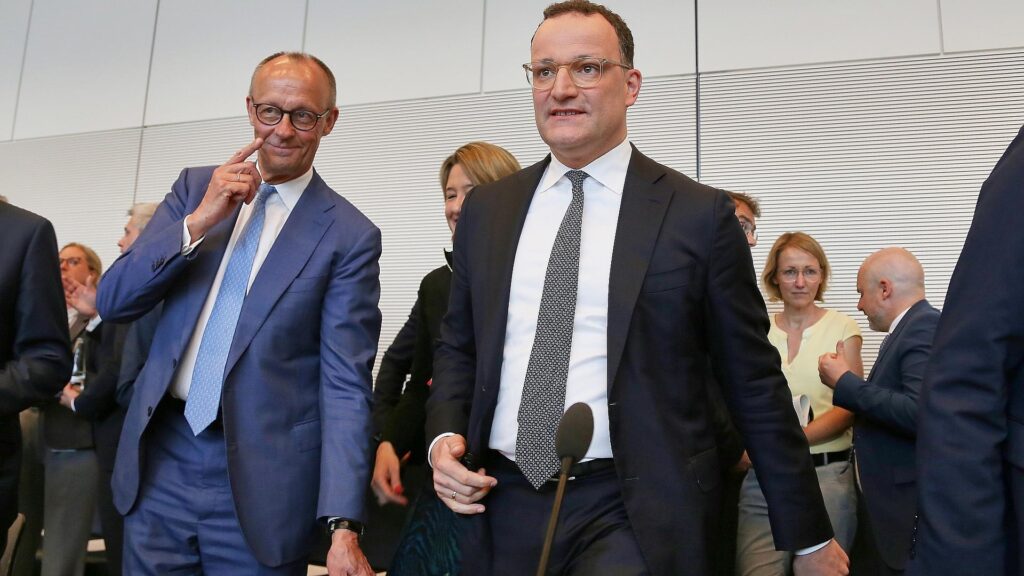 Friedrich Merz und Jens Spahn am 05.05.2026