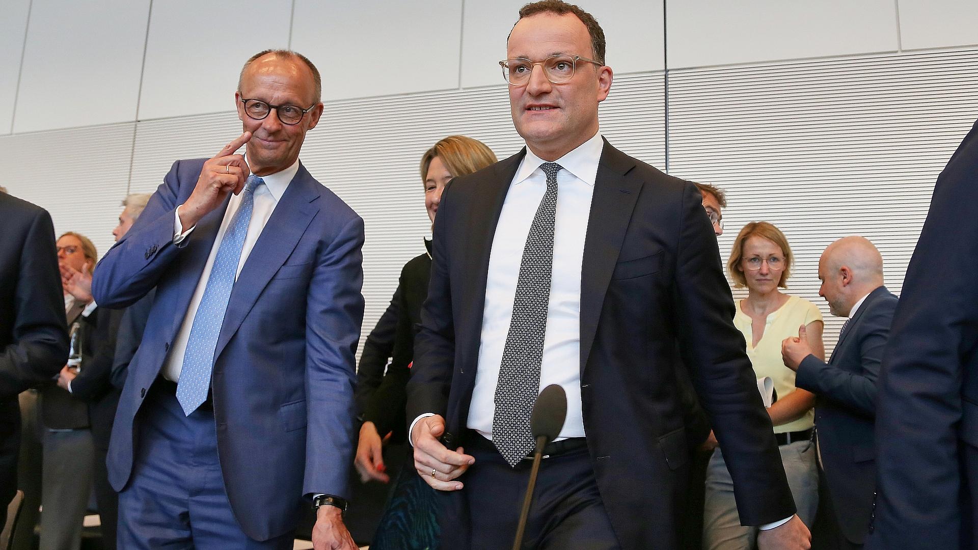 Friedrich Merz und Jens Spahn am 05.05.2026