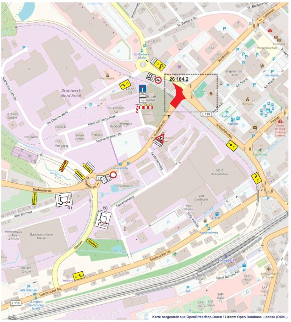 Aktuelles aus St. Ingbert | Bild: Stadt St. Ingbert Straßensperrung im Kreuzungsbereich Grubenweg und Dudweilerstraße
