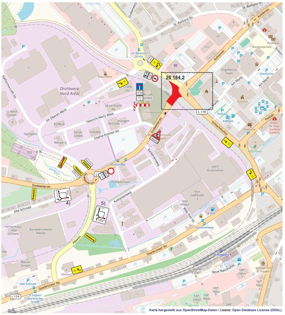 Aktuelles aus St. Ingbert | Bild: Stadt St. Ingbert Straßensperrung im Kreuzungsbereich Grubenweg und Dudweilerstraße