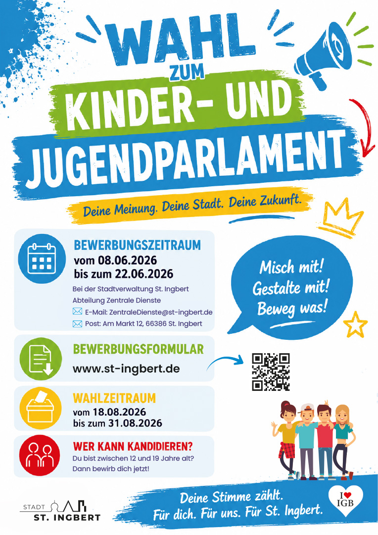 St. Ingbert sucht Mitglieder für neues Kinder- und Jugendparlament 1 Aktuelles aus St. Ingbert | Bild: Stadt St. Ingbert Jetzt geht’s los: St. Ingberts Jugend hat das Wort!