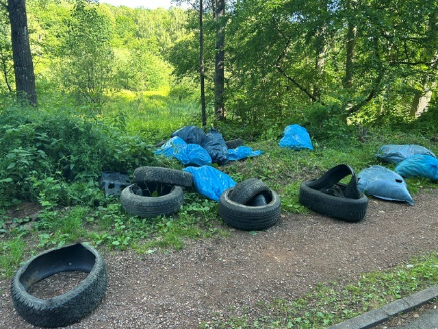 Illegale Altreifenentsorgung am Glashütter Weiher – Stadt sucht Zeugen 1 Aktuelles aus St. Ingbert | Bild: Stadt St. Ingbert Mehrfache illegale Altreifenentsorgung am Glashütter Weiher