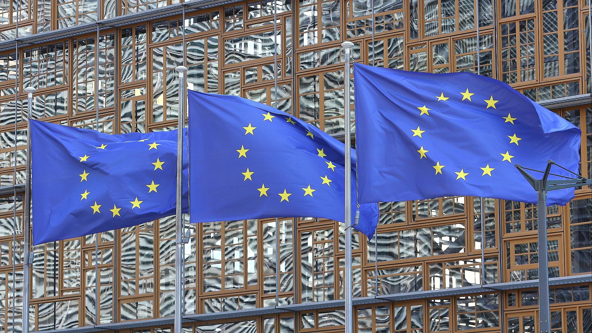 EU-Kommission will der Industrie länger mehr CO2-Ausstoß erlauben 1 EU-Fahnen (Archiv)