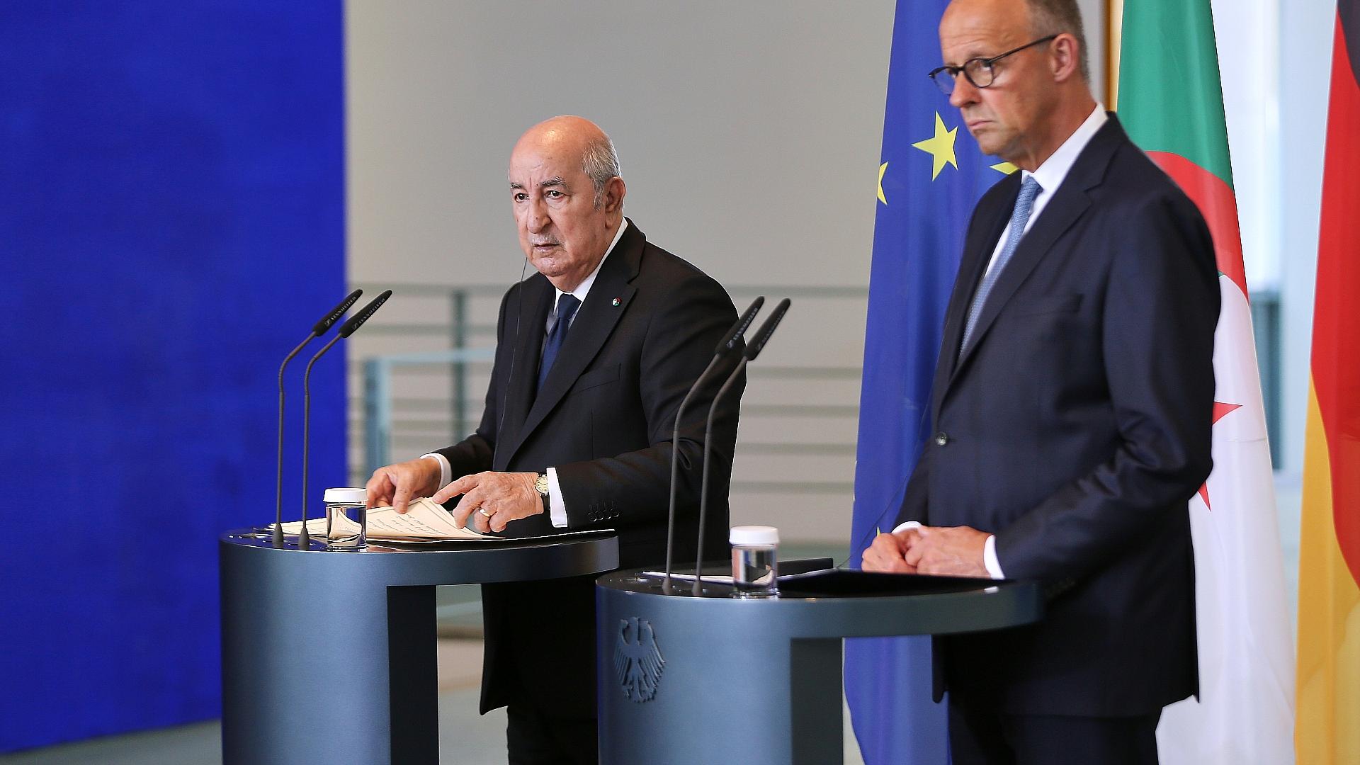 Merz setzt auf mehr Rohstofflieferungen aus Algerien 1 Abdelmadjid Tebboune und Friedrich Merz am 16.07.2026